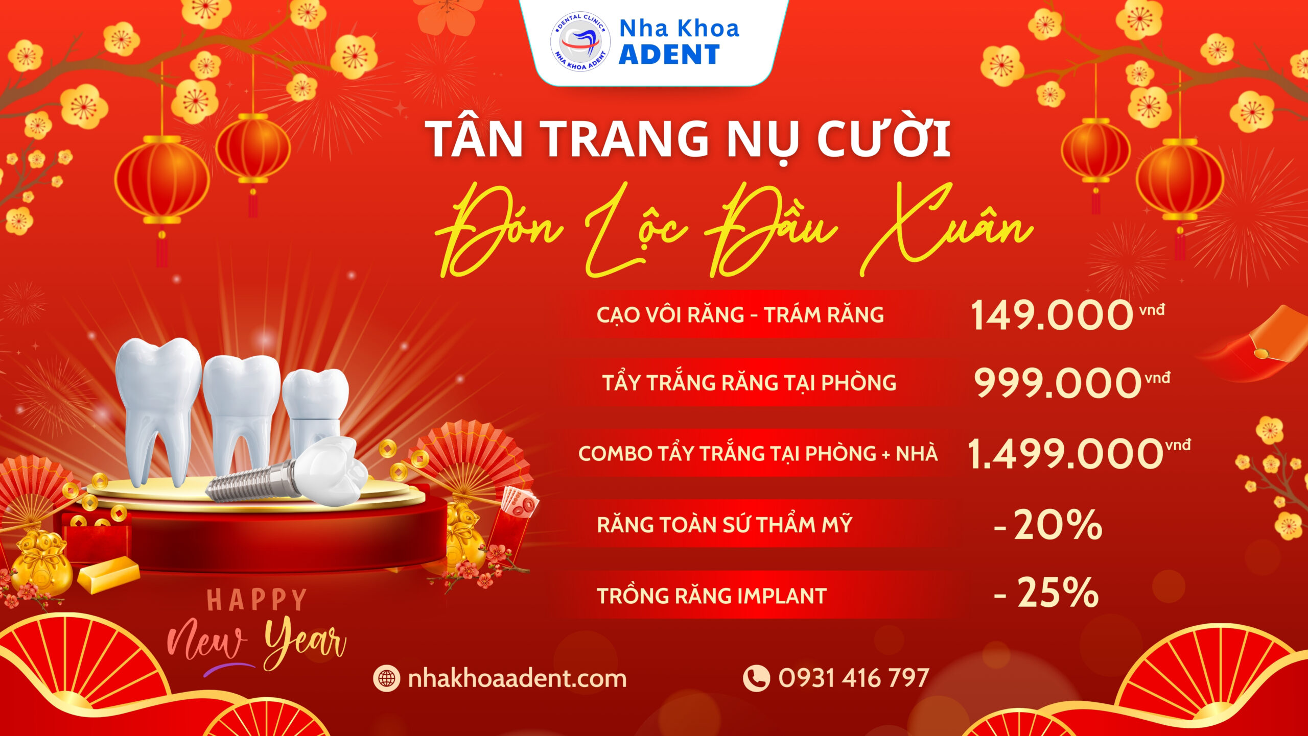 Ưu ĐÃi LÀm RĂng ĐÓn TẾt TẠi Nha Khoa Adent